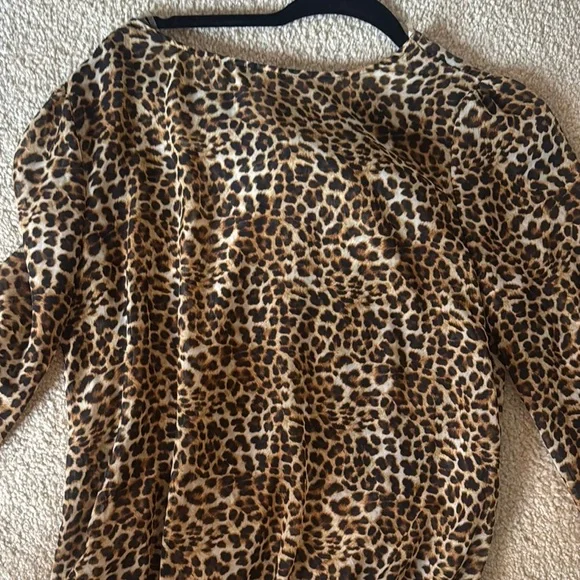 Animal Print Top with Black Accent - Picture 3 of 4